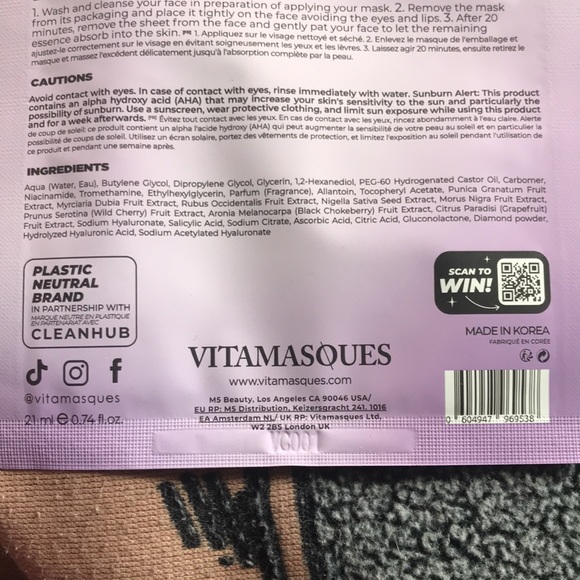 ✨🆕Vitamasques Power Power Diamond Infused Metallic Mask & 2 Azure Hemp Masks✨ - Picture 7 of 11